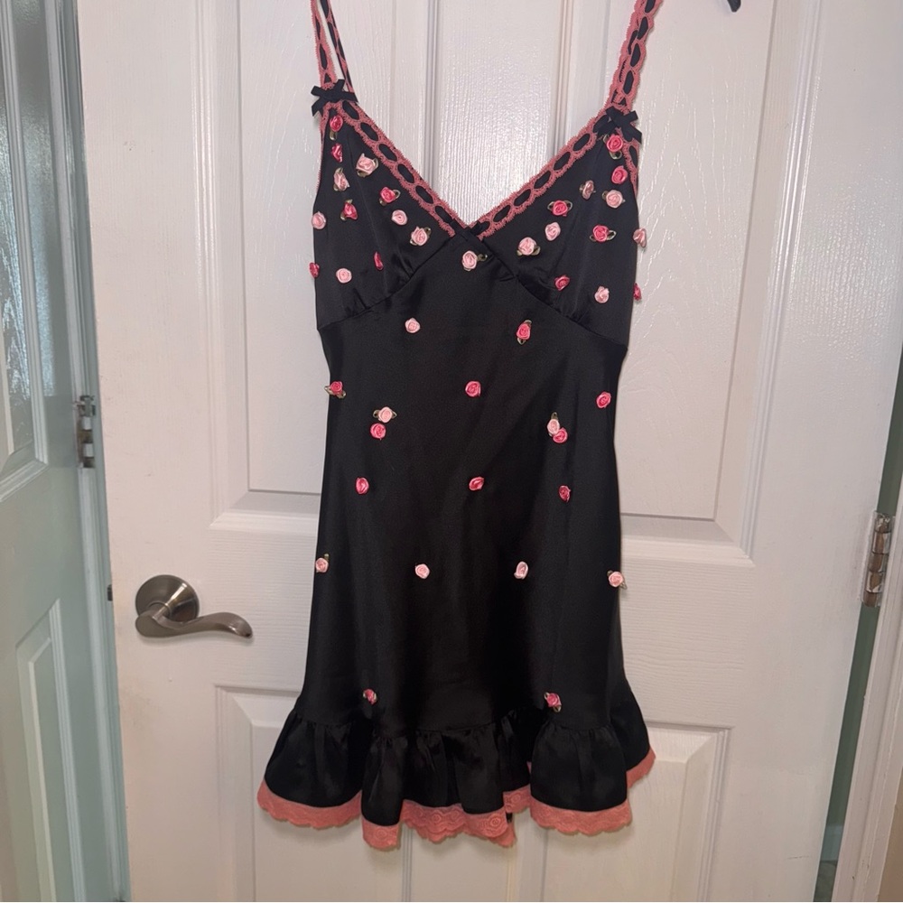 NWT Betsey Johnson x Forever 21 Slip Rosette Mini Dress Fairy Coquette Lace